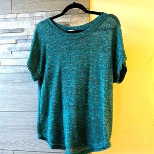 Teal dress shirt with gold sparkles
